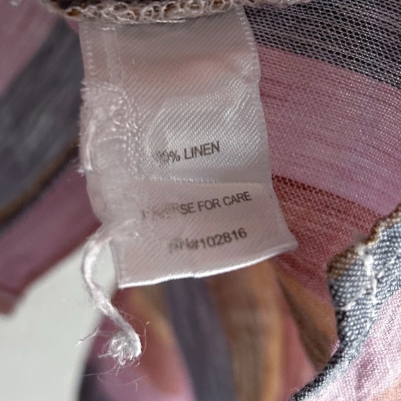 Garnet Hill Linen Multicolored Stripe Button Down Shirt Size 12 - Picture 6 of 6